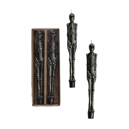 Skeleton Shaped Taper Candles in Box, Set of 2 (Black)