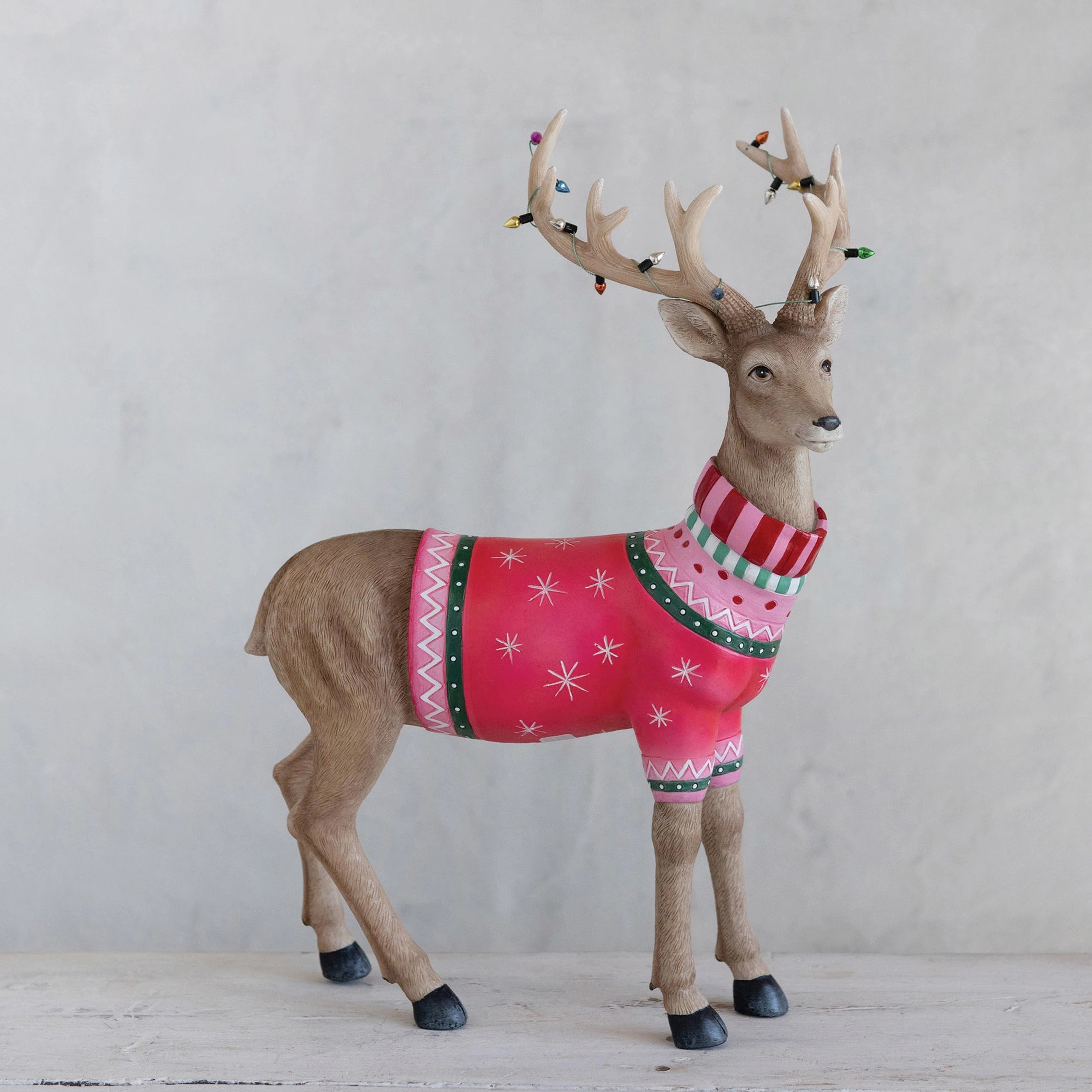 Reindeer in Christmas Sweater and Lights