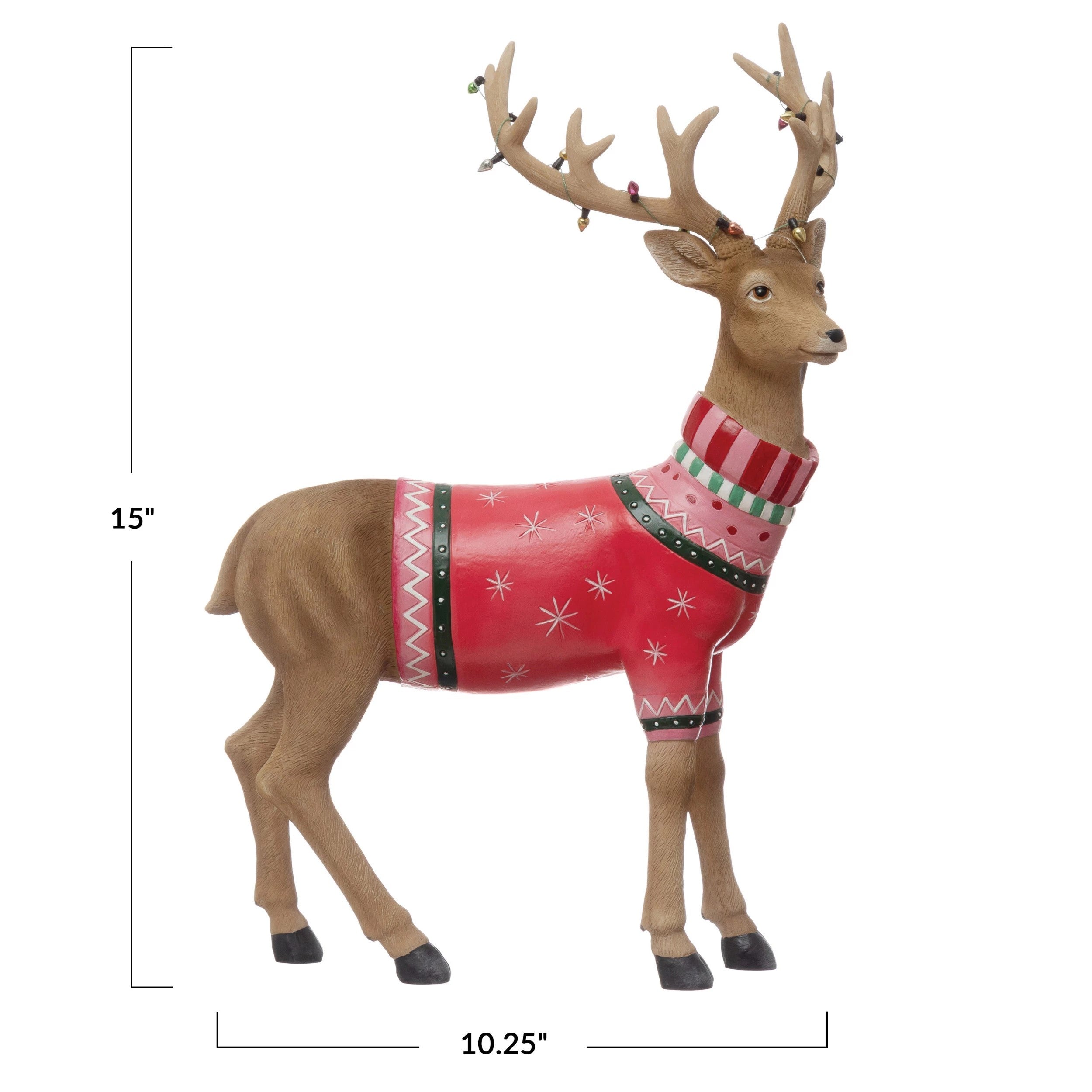 Reindeer in Christmas Sweater and Lights