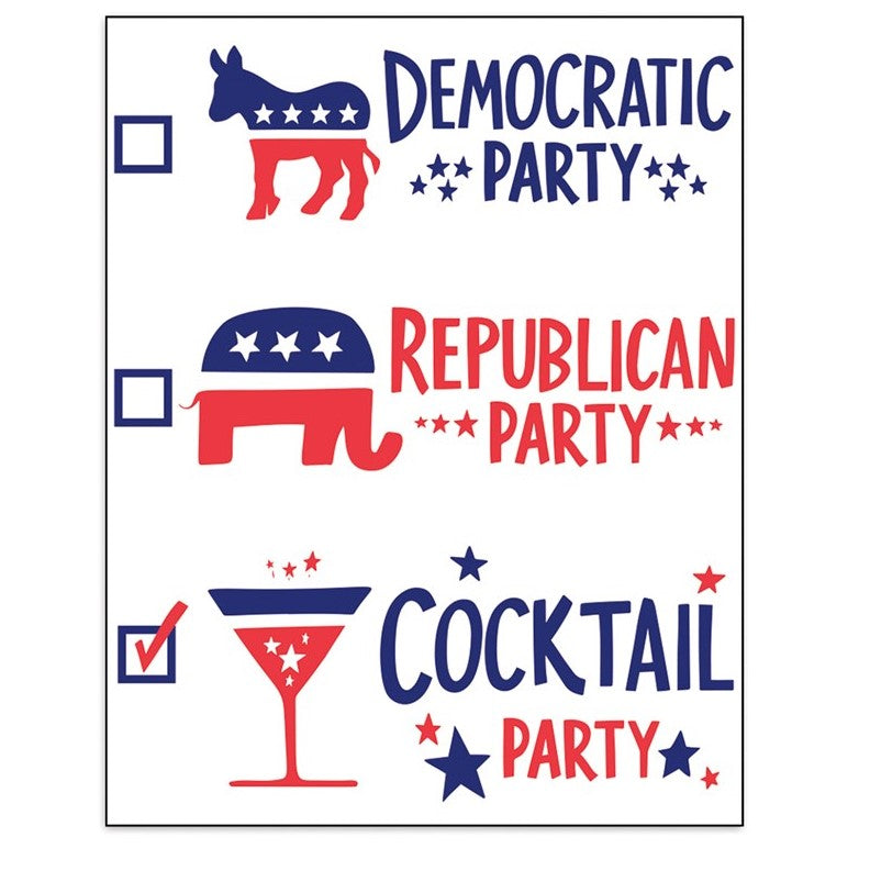 Democratic Party, Republican Party, Cocktail Party USA Political Election Sticker