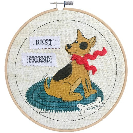 Dog "Best Friend" Decor Sign in an Embroidery Hoop