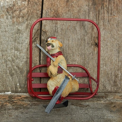 Dog on Ski Lift Christmas Tree Ornament