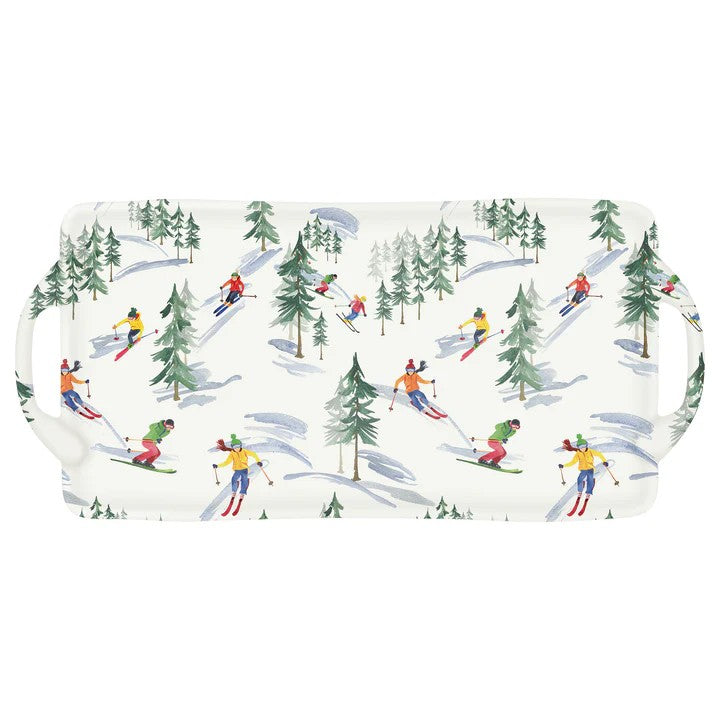 Skiing Down The Slope Melamine Serving Tray