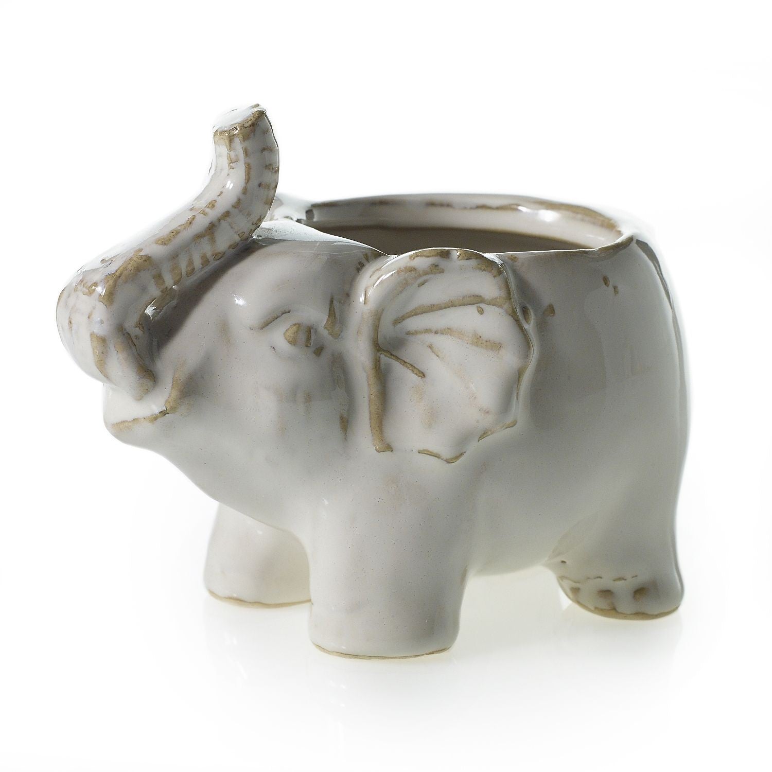 Ivory Elephant Ceramic Pot Planter (Small)