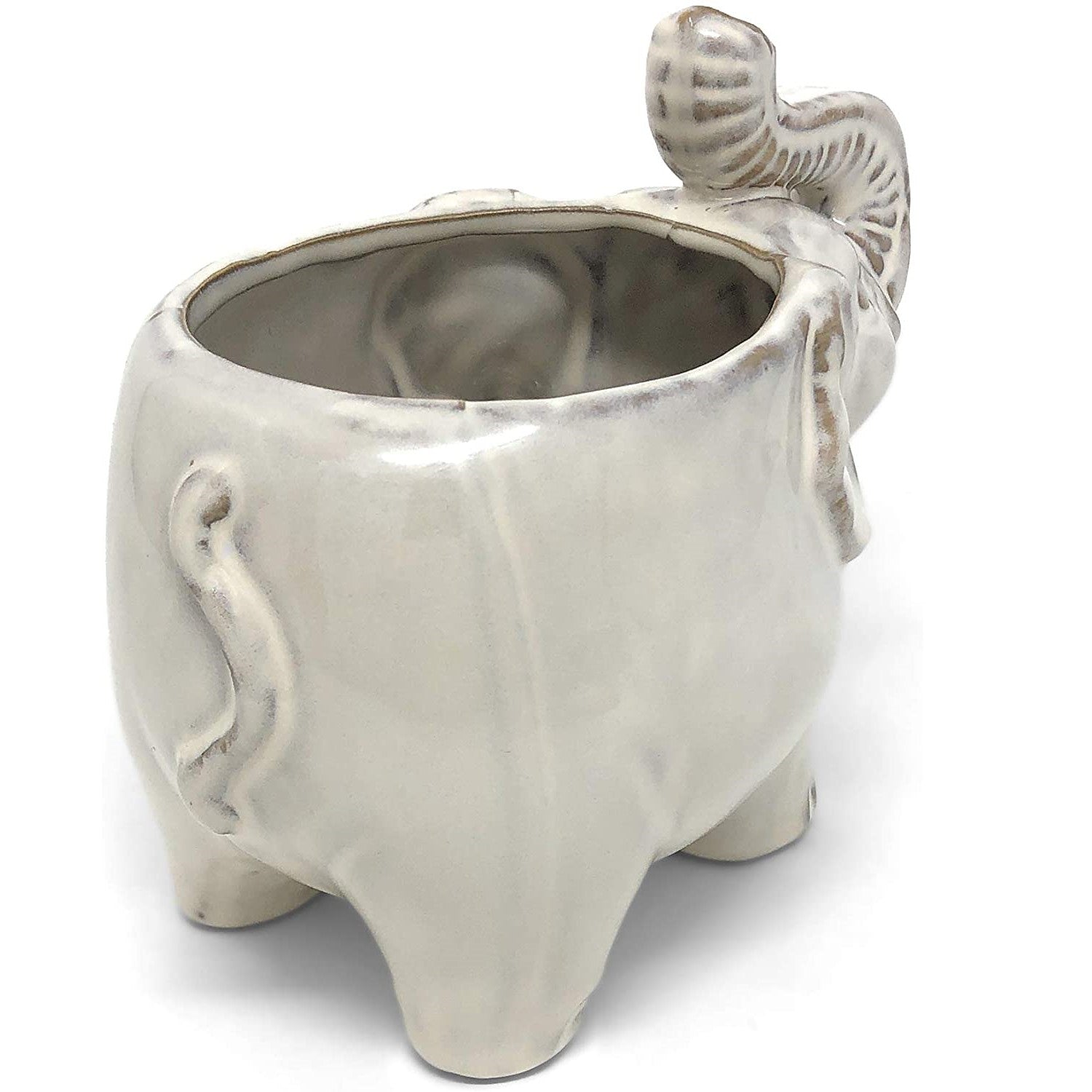 Ivory Elephant Ceramic Pot Planter