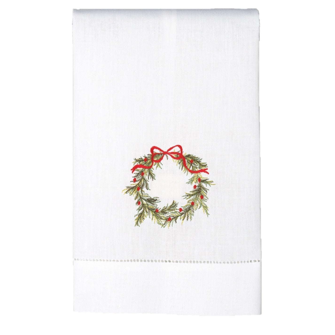 Embroidered Christmas Tree & Wreath Guest Towel Set