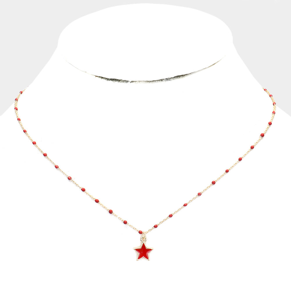 Star Pendant Necklace (Red)