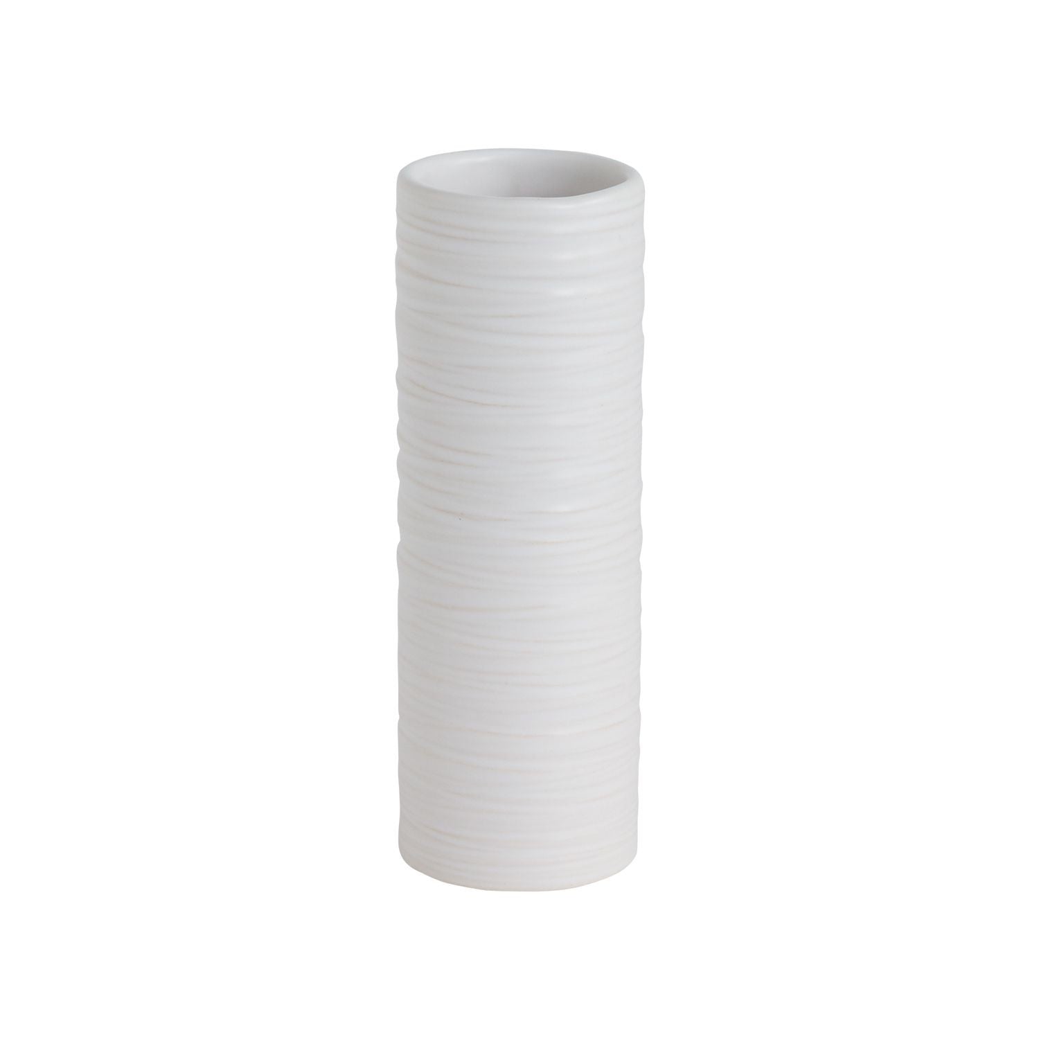Striated White Modern Cylinder Budvase (Small)