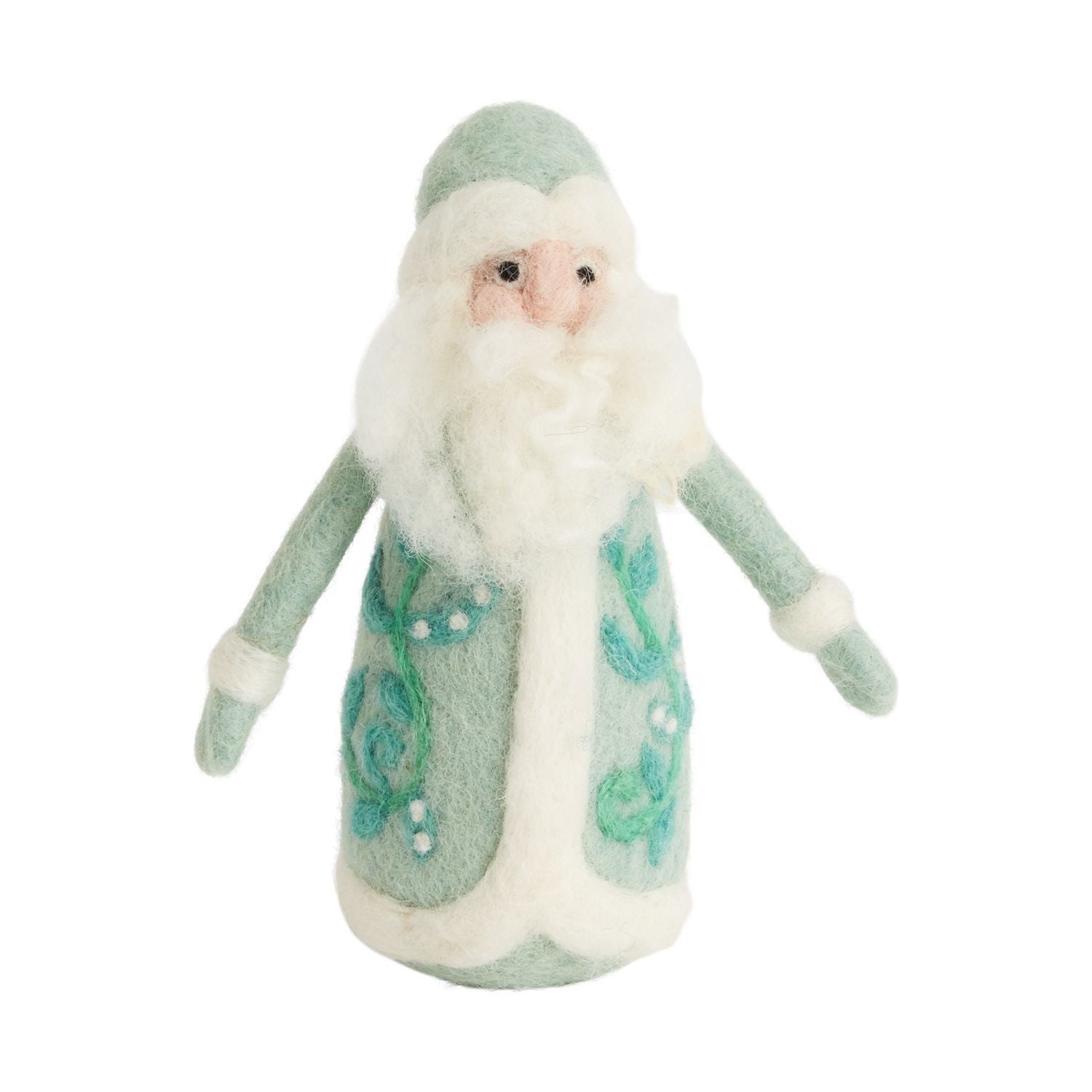 Sea Green Santa Claus Felted Figurine, Father Christmas