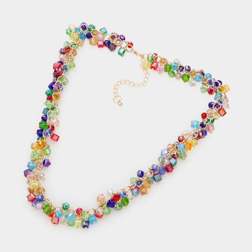 Square Round Beaded Necklace
