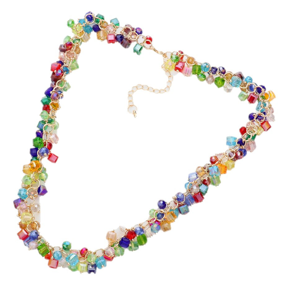 Square Round Beaded Necklace