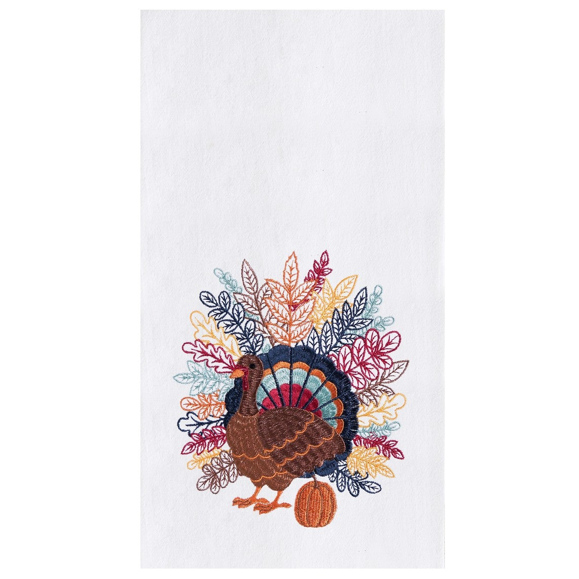 Fall Harvest Embroidered Colorful Turkey Thanksgiving Kitchen Towel