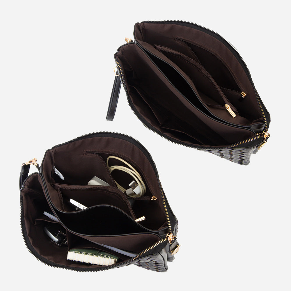 Ivory Faux Leather Braided Crossbody Bag - Clutch