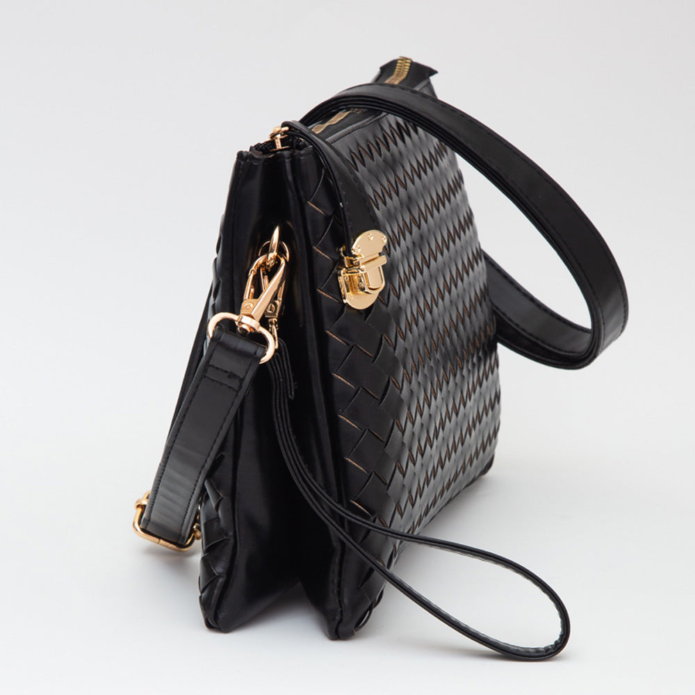 Ivory Faux Leather Braided Crossbody Bag - Clutch