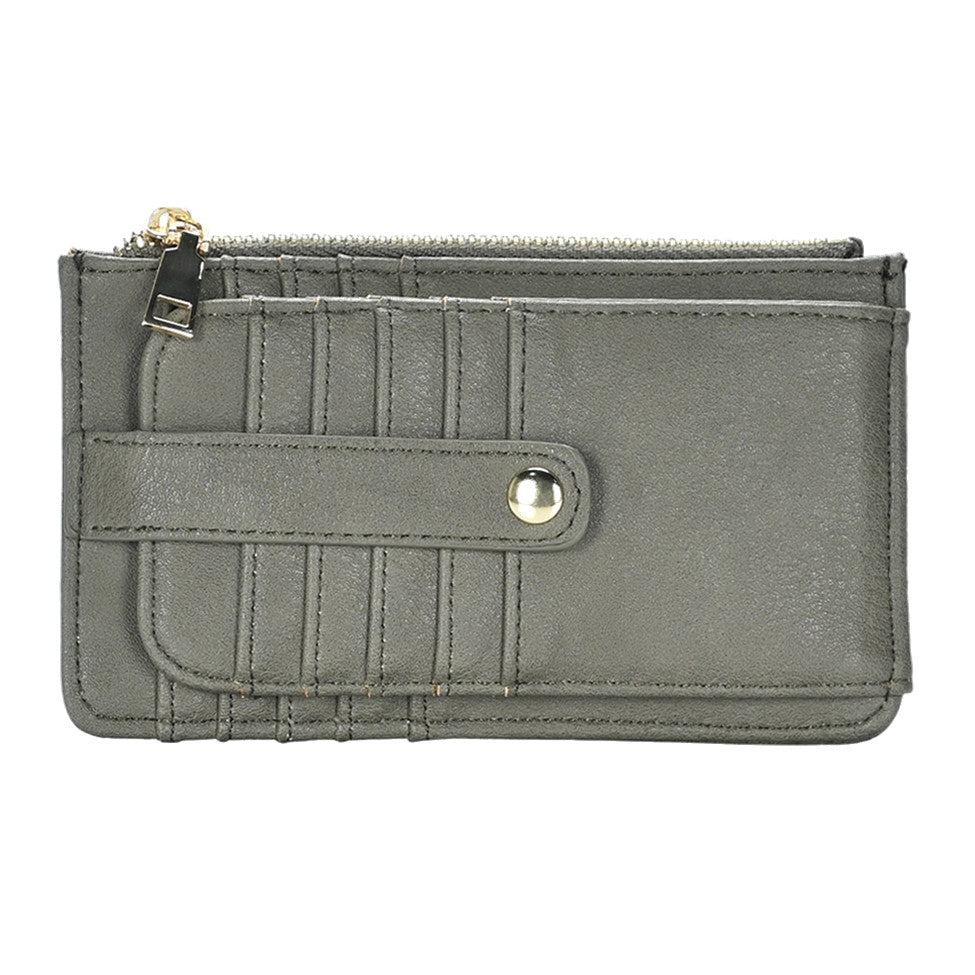Olive Green Slim Multi Card Slot Faux Leather Wallet