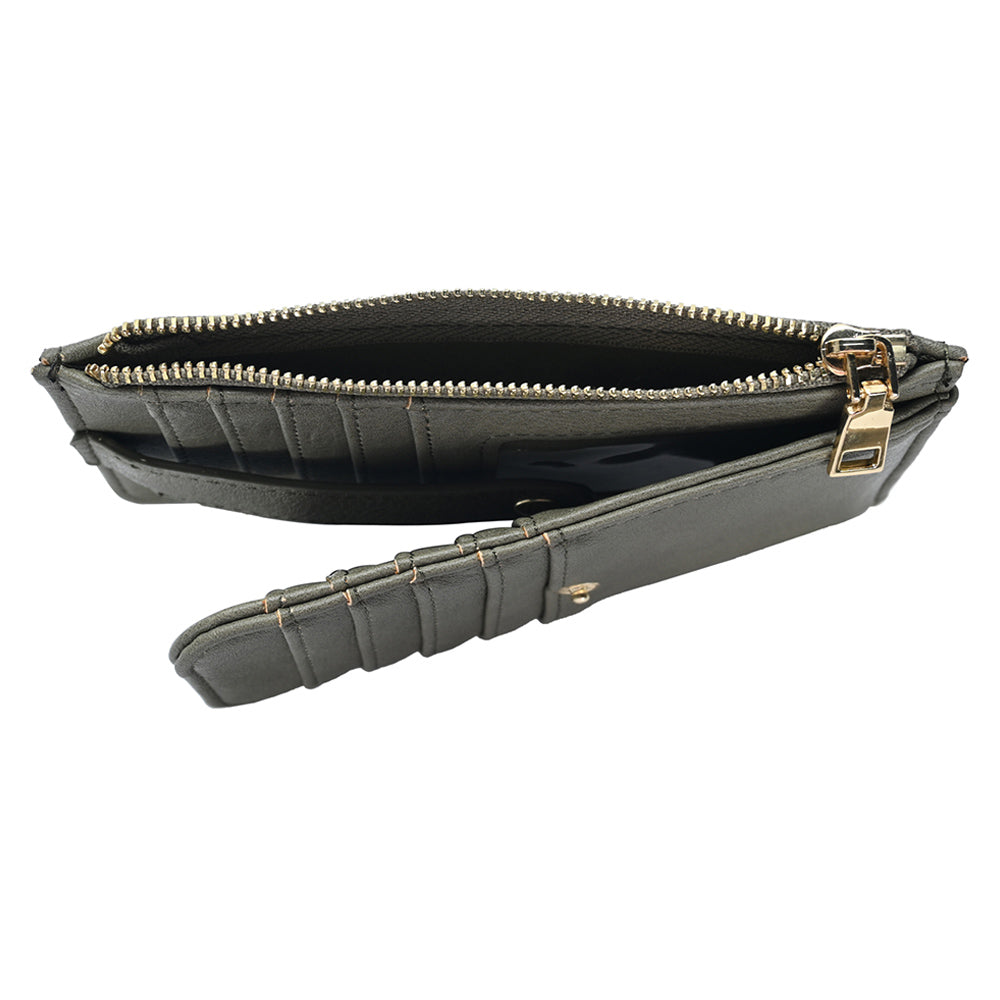 Olive Green Slim Multi Card Slot Faux Leather Wallet