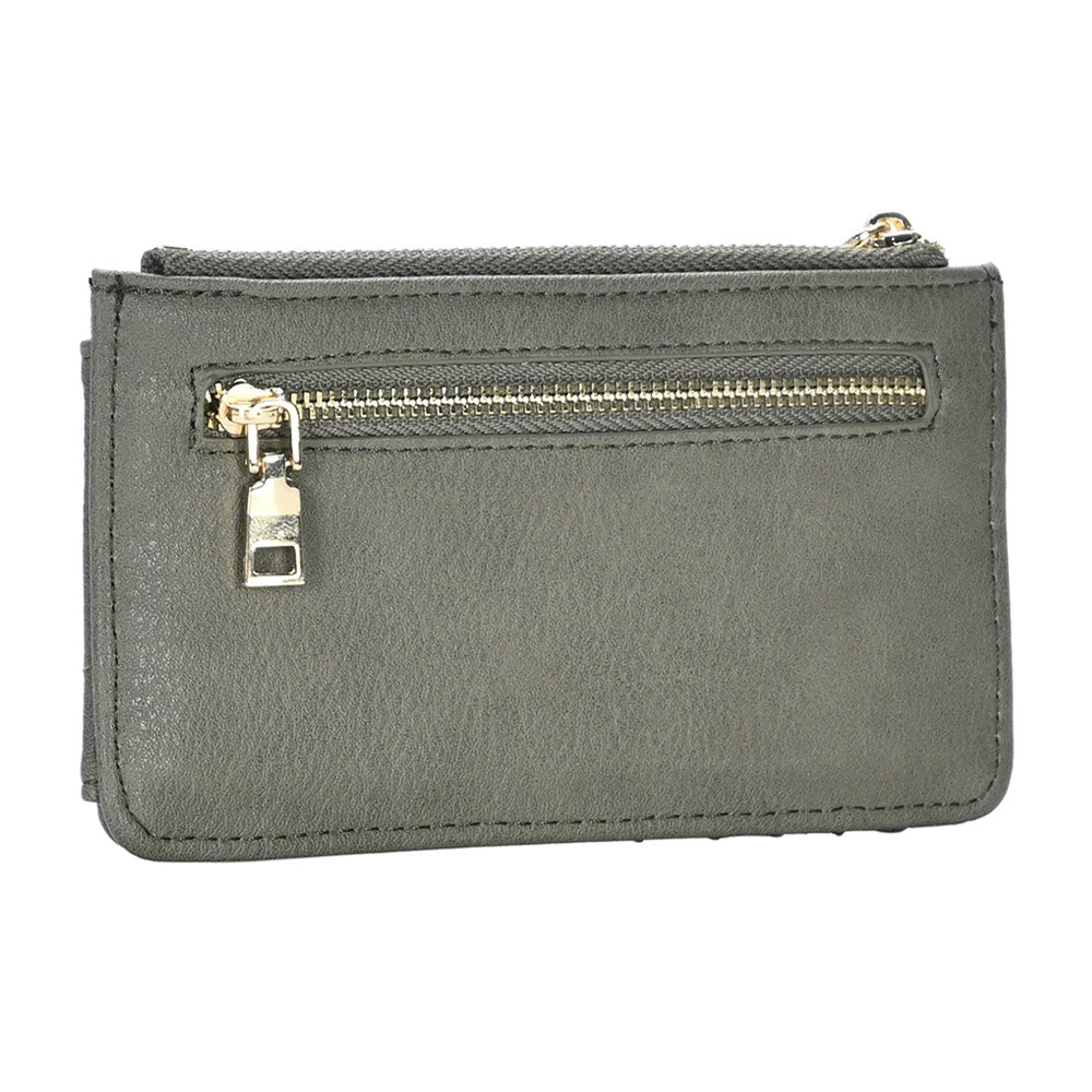 Olive Green Slim Multi Card Slot Faux Leather Wallet