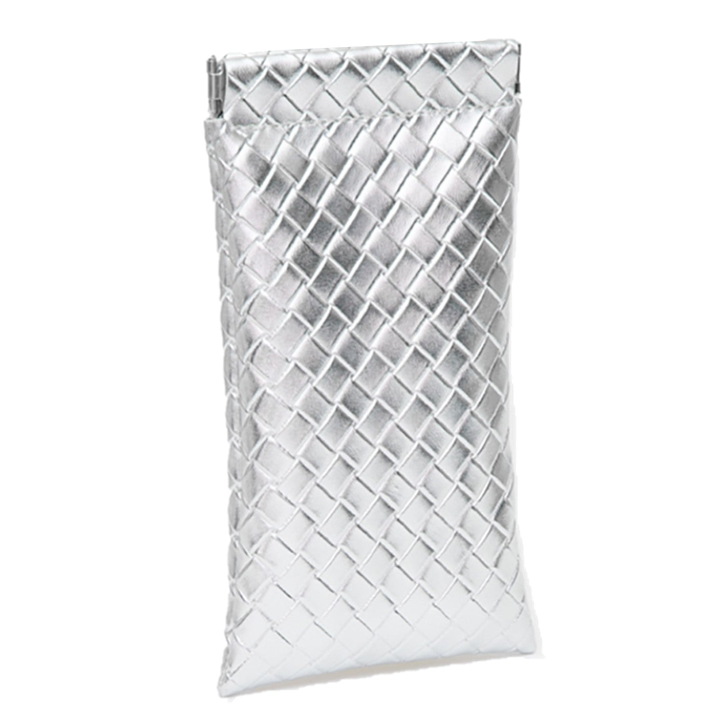 Squeeze Silver Basketweave Eyeglass Case