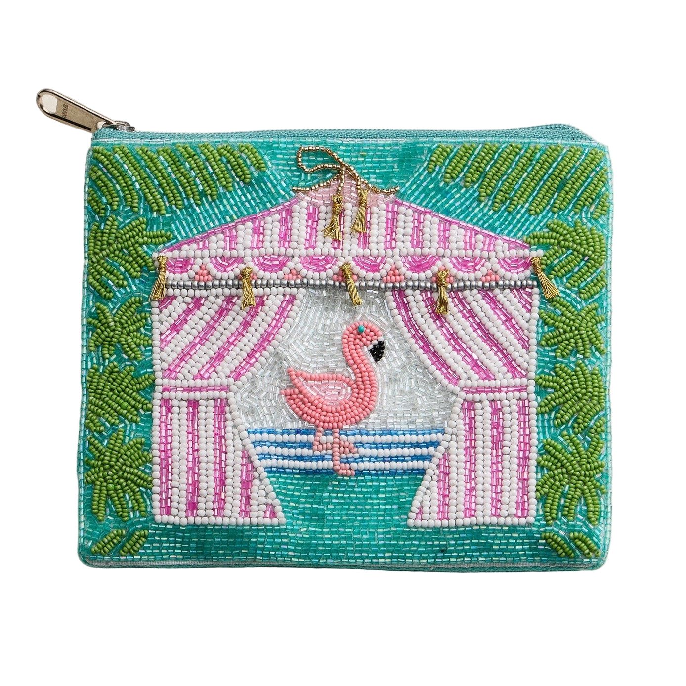 Flamingo Cabana Beaded Coin Purse