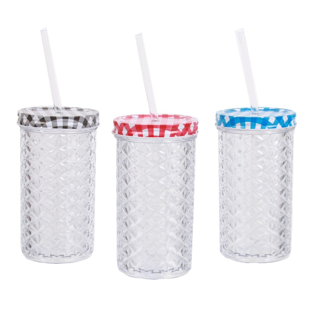 Gingham Acrylic Tumbler Set