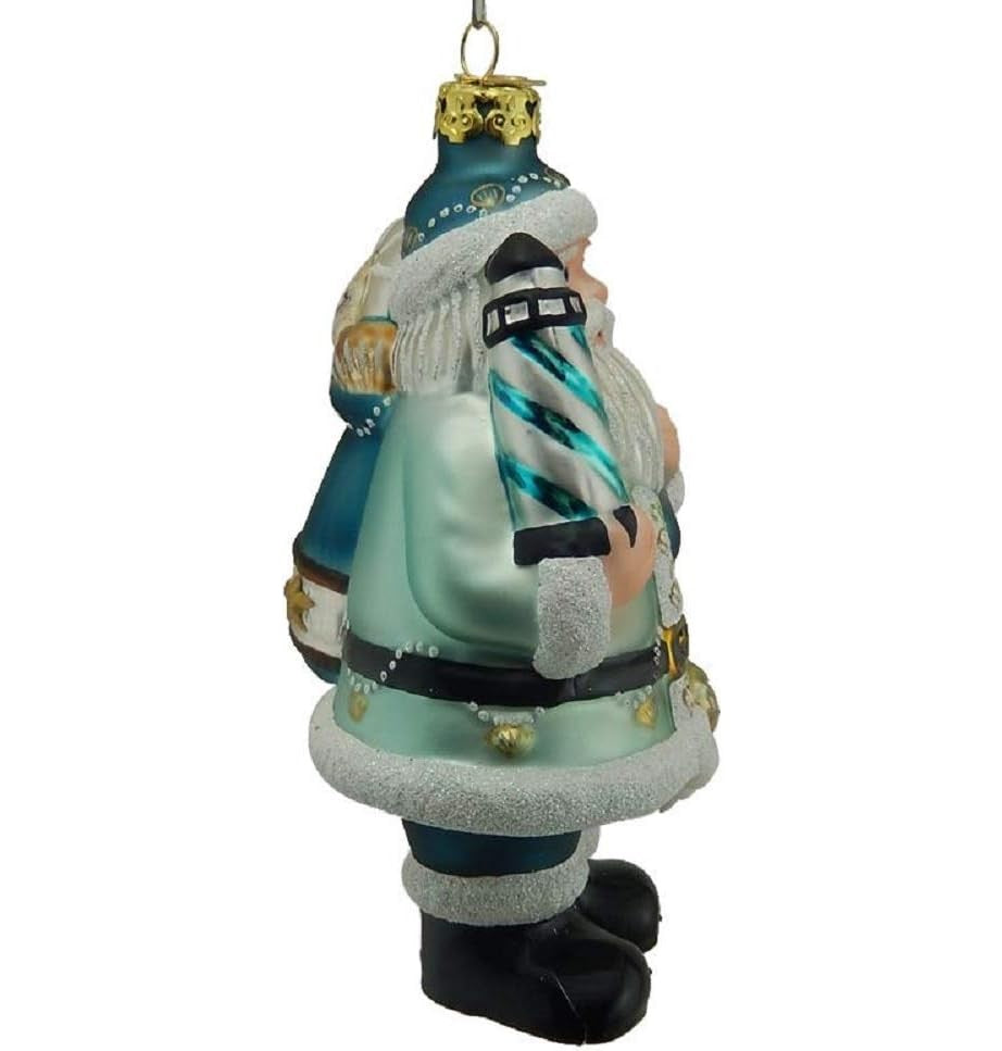 Glass Beachy Nautical Santa Christmas Tree Ornament