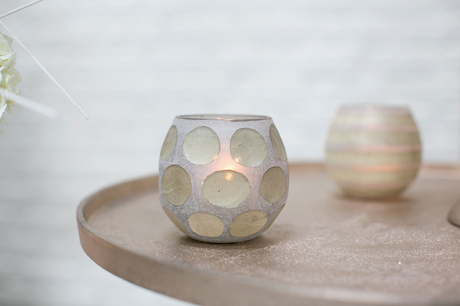 Polka Dot Glass Votive Candleholder Vase