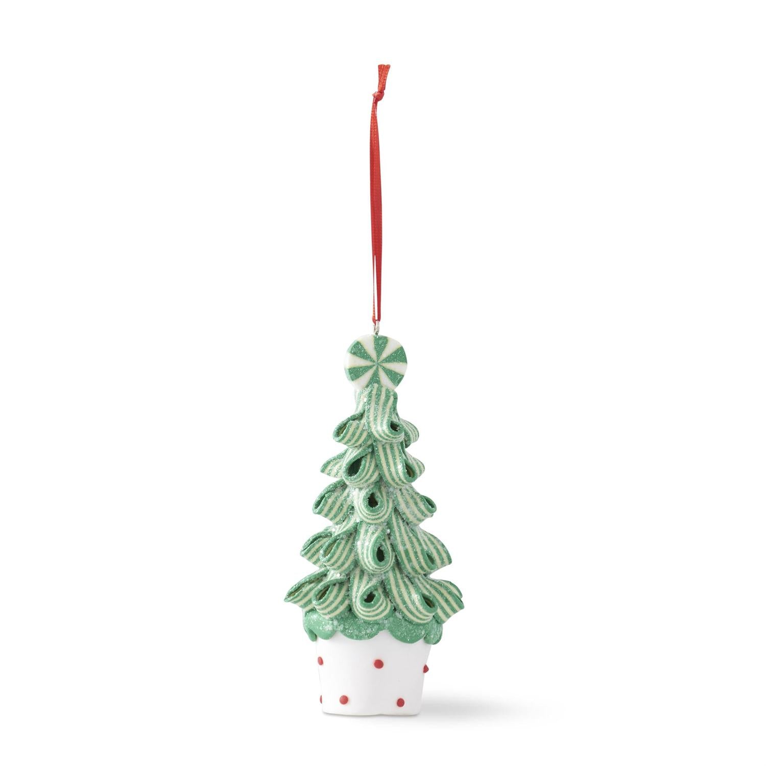 Green & Red Ribbon Candy Christmas Tree Ornament (Set of 3)