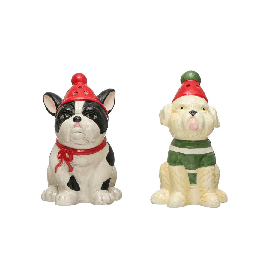 Winter Hat Dog Salt & Pepper Shakers