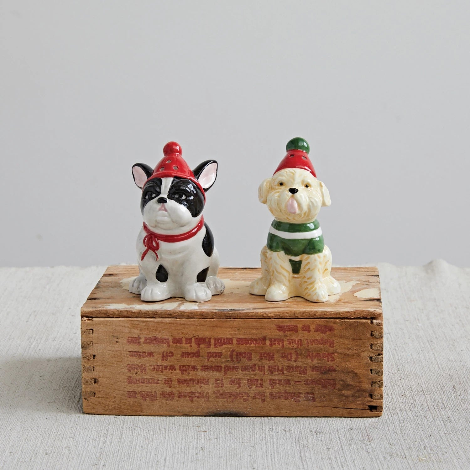 Winter Hat Dog Salt & Pepper Shakers