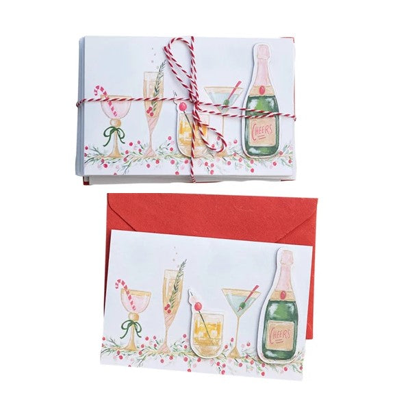 "Cheers" Cocktail Christmas Holiday Greeting Cards with Envelopes ©