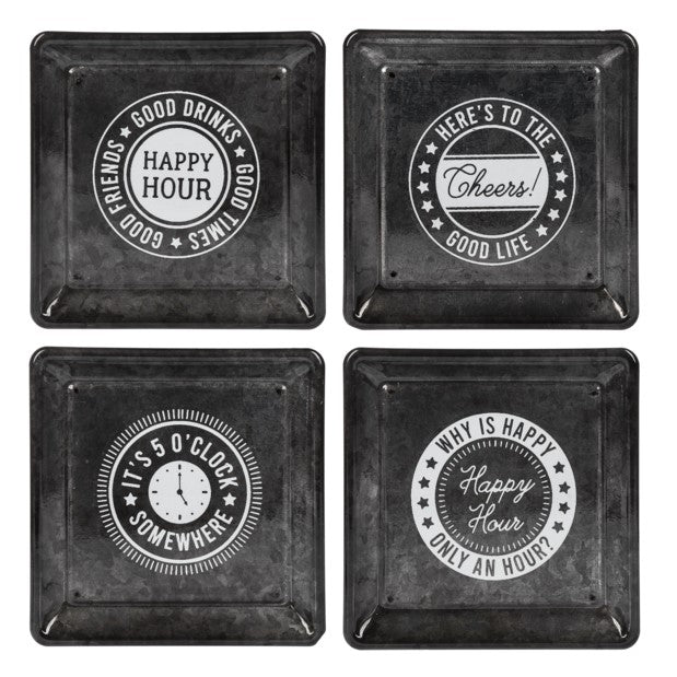 Happy Hour Gunmetal Trinket Dish - Coasters (set of 4)