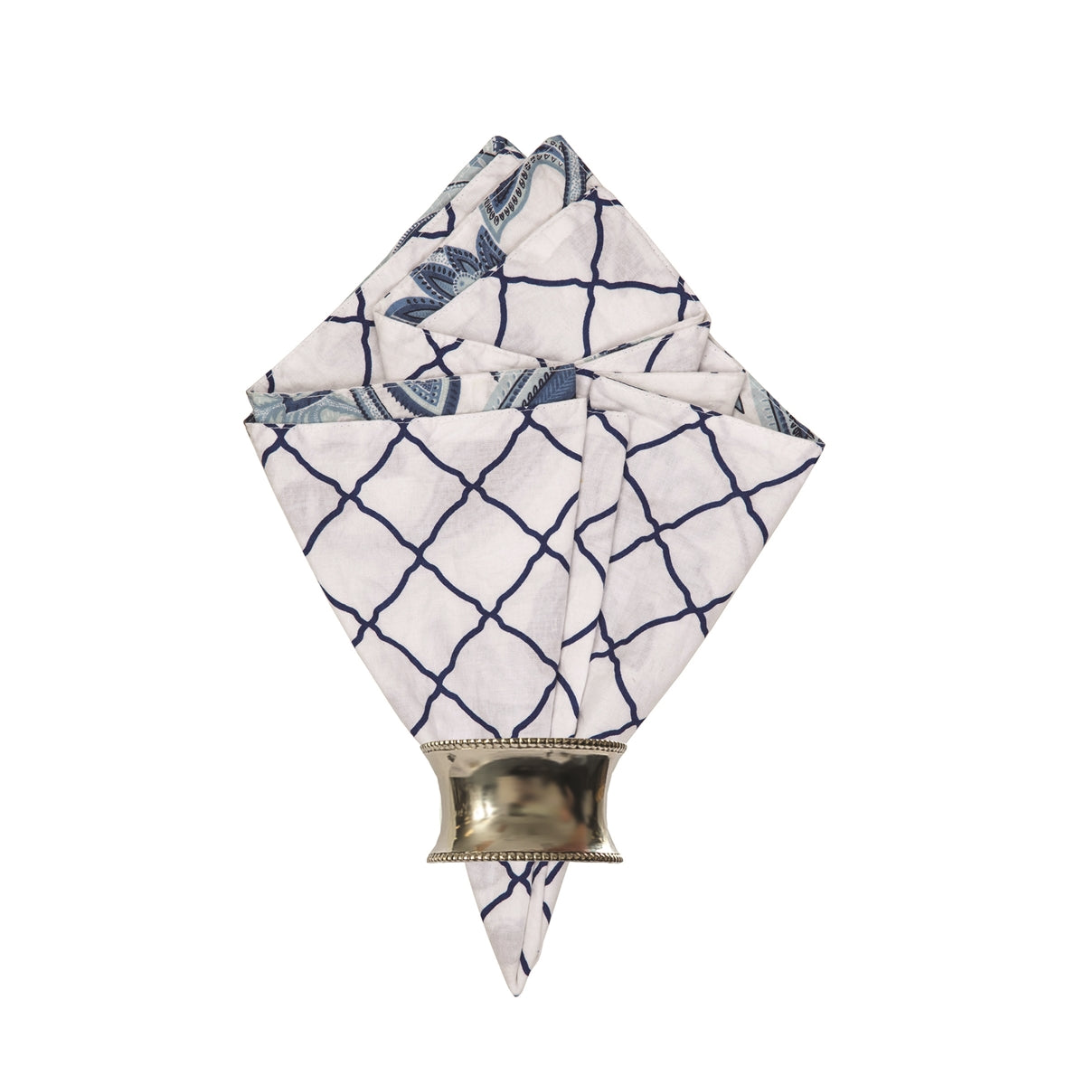 Julianna Reversible Blue Floral Trellis Napkin Set