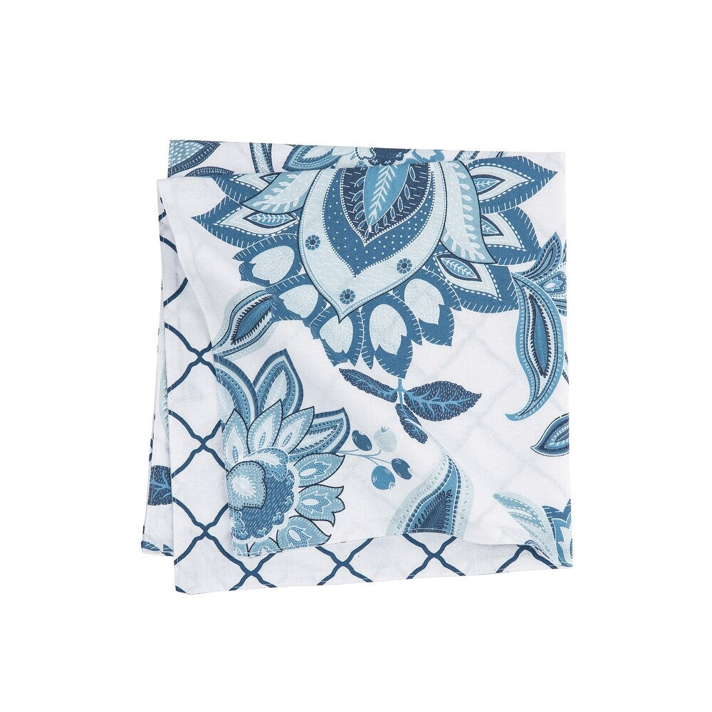 Julianna Reversible Blue Floral Trellis Napkin Set