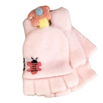 Flower - Bumblebee Toddler Winter Convertible Fingerless Gloves with Mitten Cover (assorted colors)