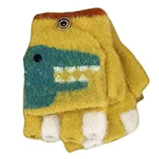Dinosaur Toddler Winter Convertible Fingerless Gloves with Mitten Cover (Assorted Colors)