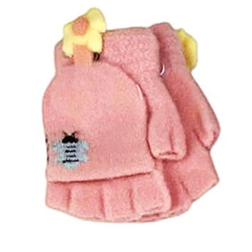 Flower - Bumblebee Toddler Winter Convertible Fingerless Gloves with Mitten Cover (assorted colors)