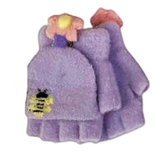 Flower - Bumblebee Toddler Winter Convertible Fingerless Gloves with Mitten Cover (assorted colors)