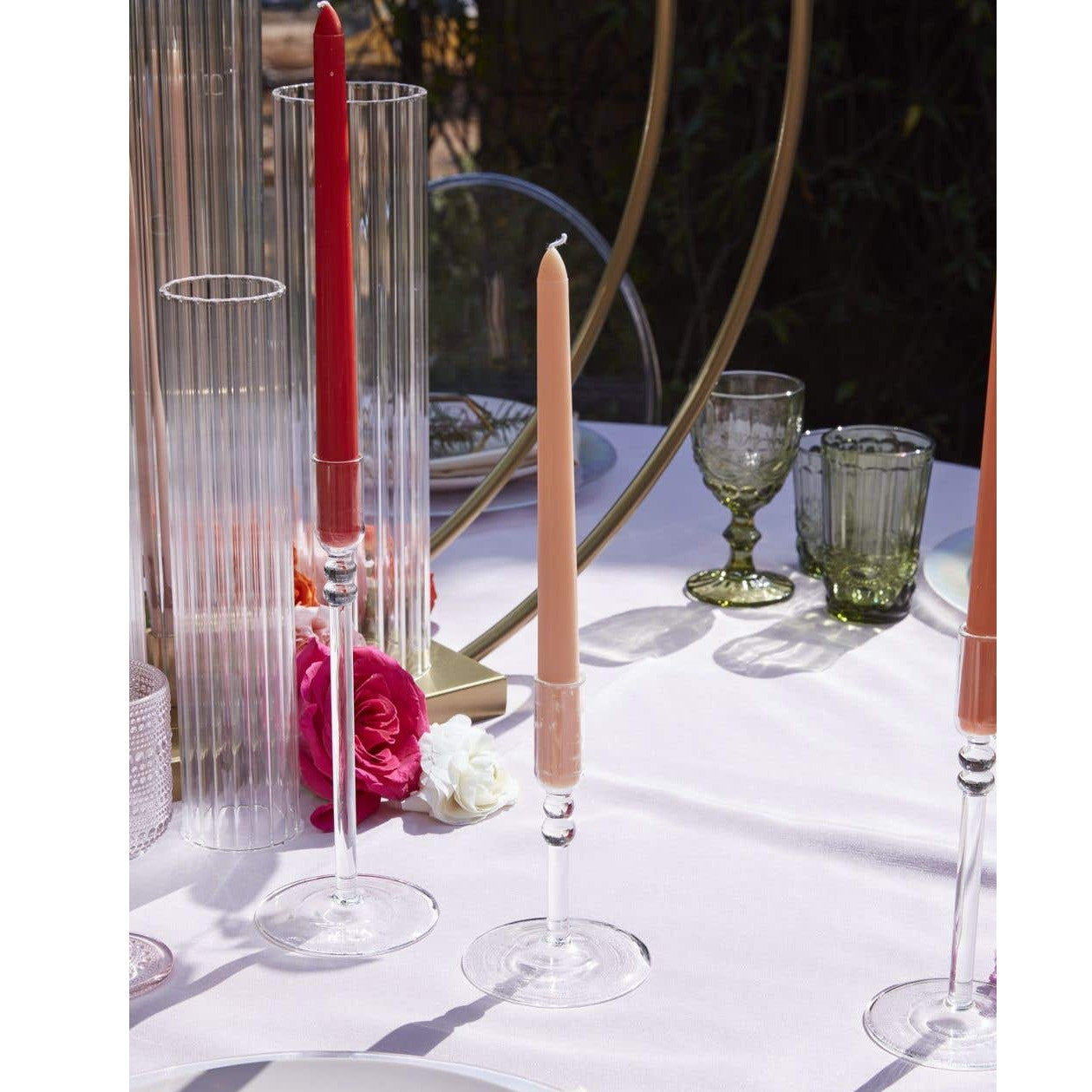 Minimalist Clear Glass Taper Holder Candlestick (tall)