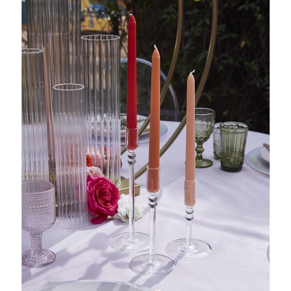 Minimalist Clear Glass Taper Holder Candlestick (tall)