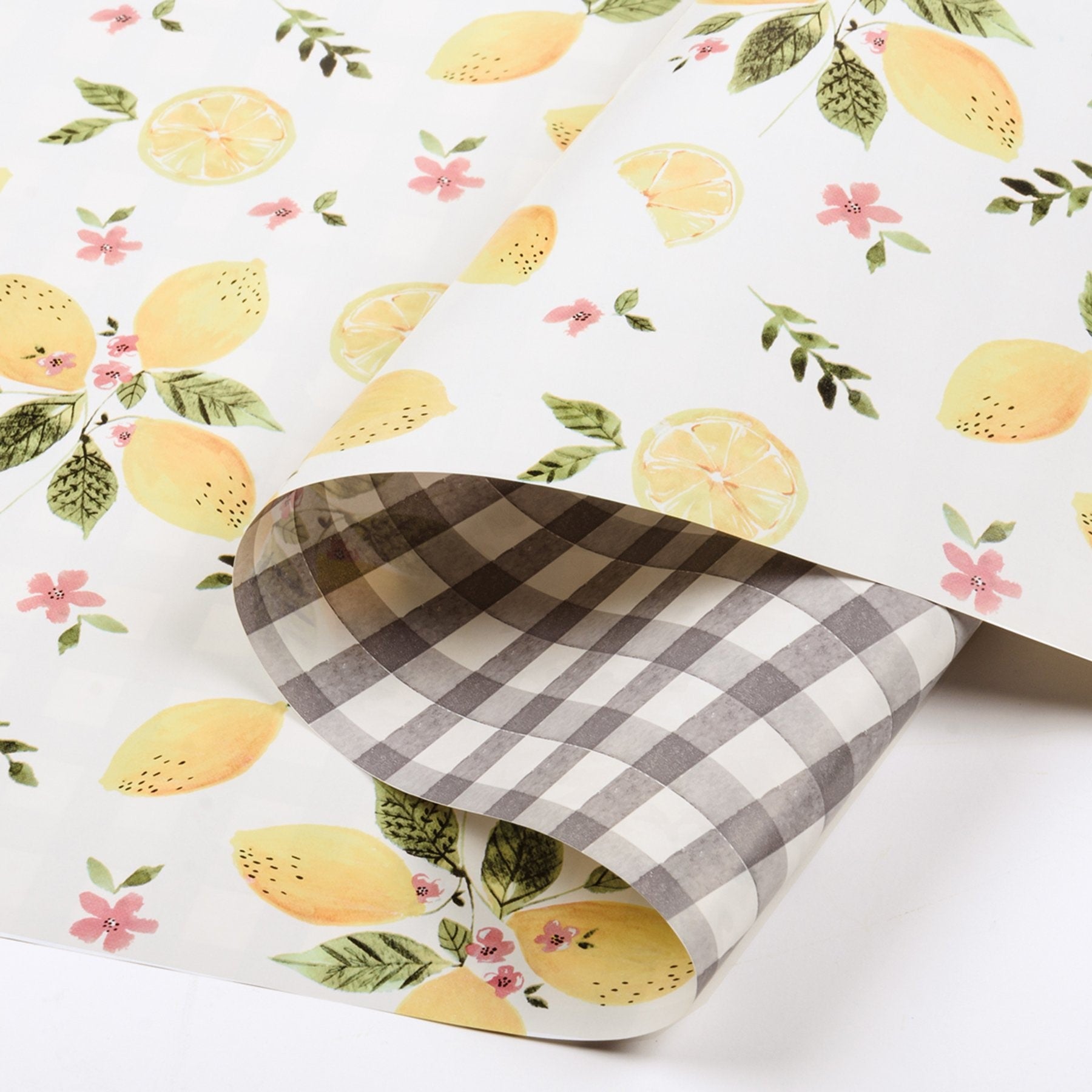 Reversible Lemon-Buffalo Check Paper Gift Wrap