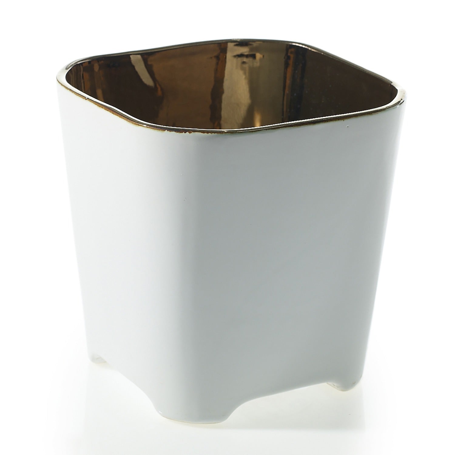 Lonnie Square White & Gold Pot Vase