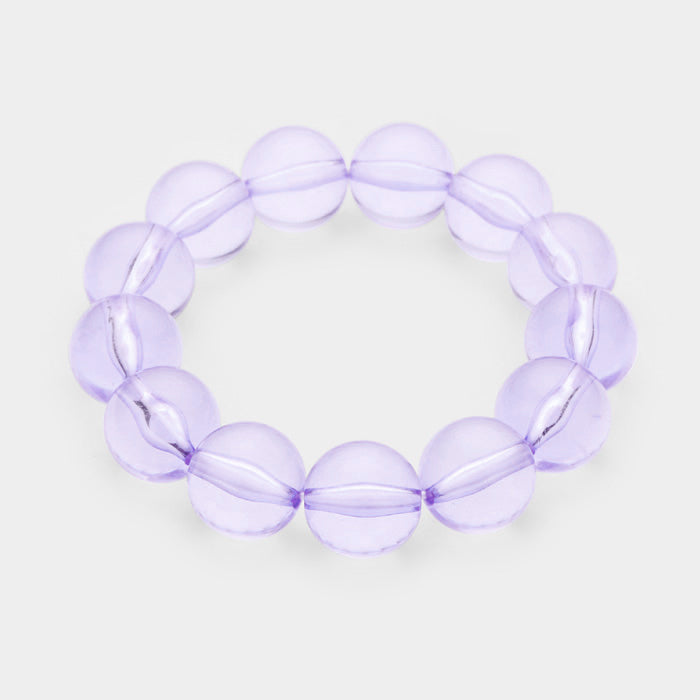 Lucite Ball Stretch Bracelet - Lavender Purple