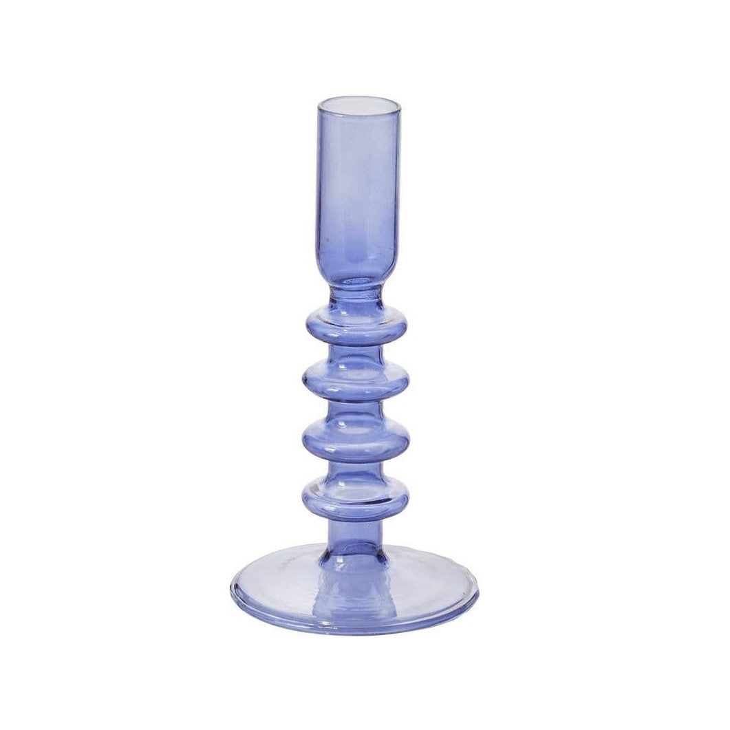 Blue Glass Taper Candleholder Candlestick