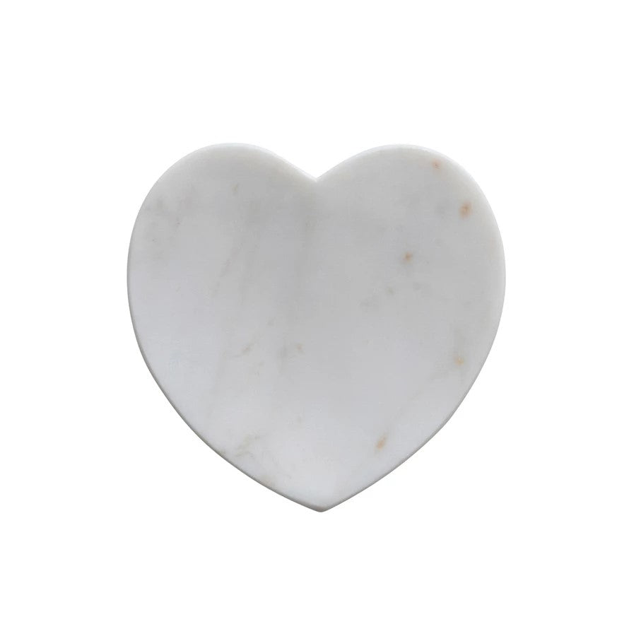 White Marble Heart Dish