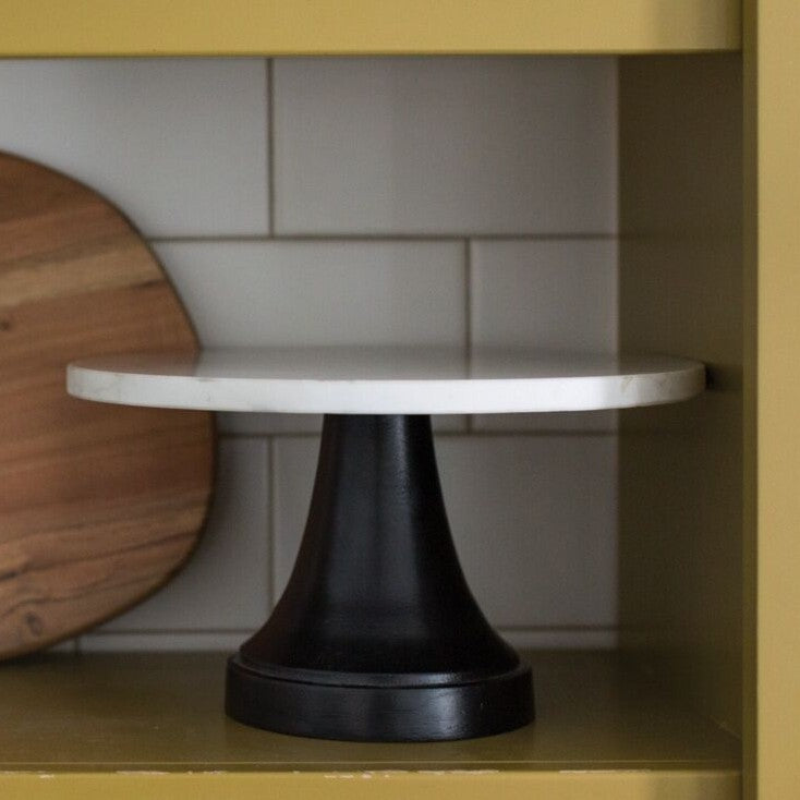 Black and White Marble Cake Plate Stand