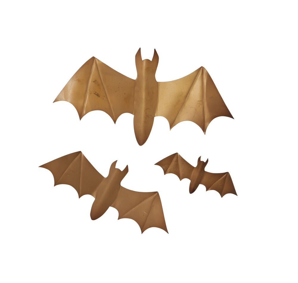 Gold Metal Winged Bat Wall Decor - Set of 3