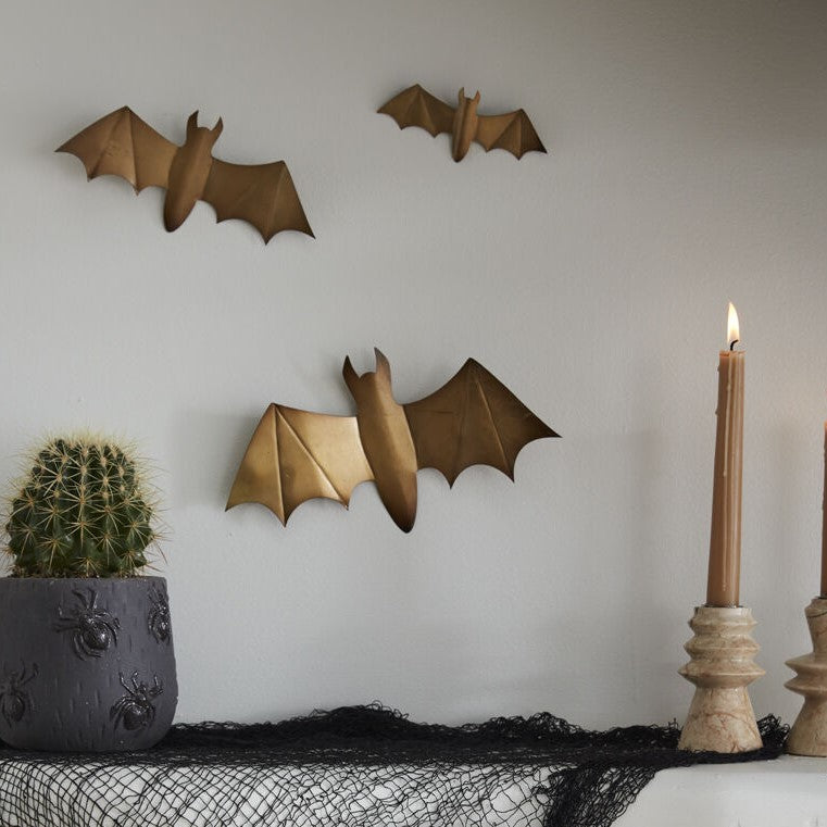 Gold Metal Winged Bat Wall Decor - Set of 3