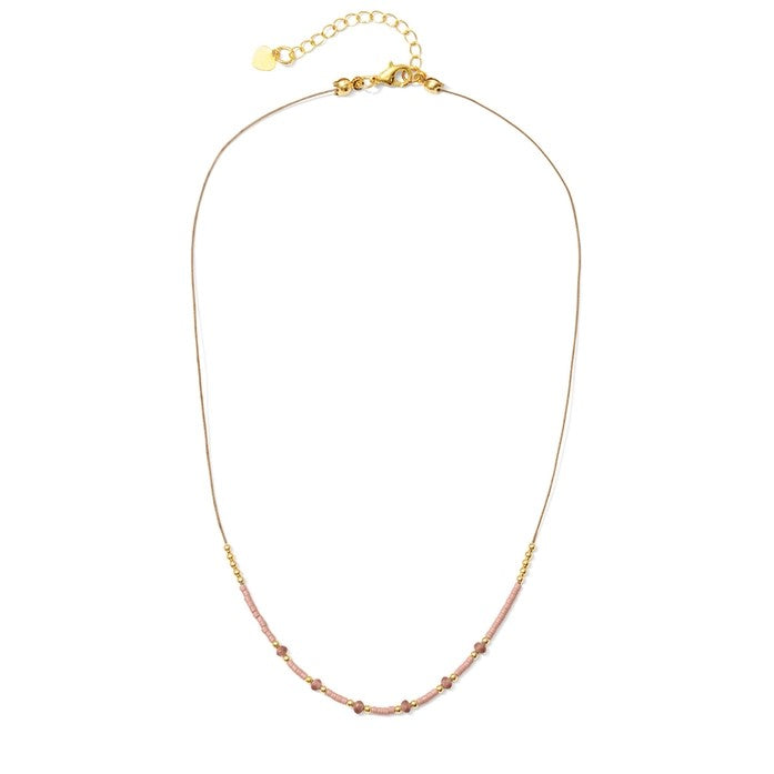 Miyuki Delica Beaded Cotton String Necklace (Pink)