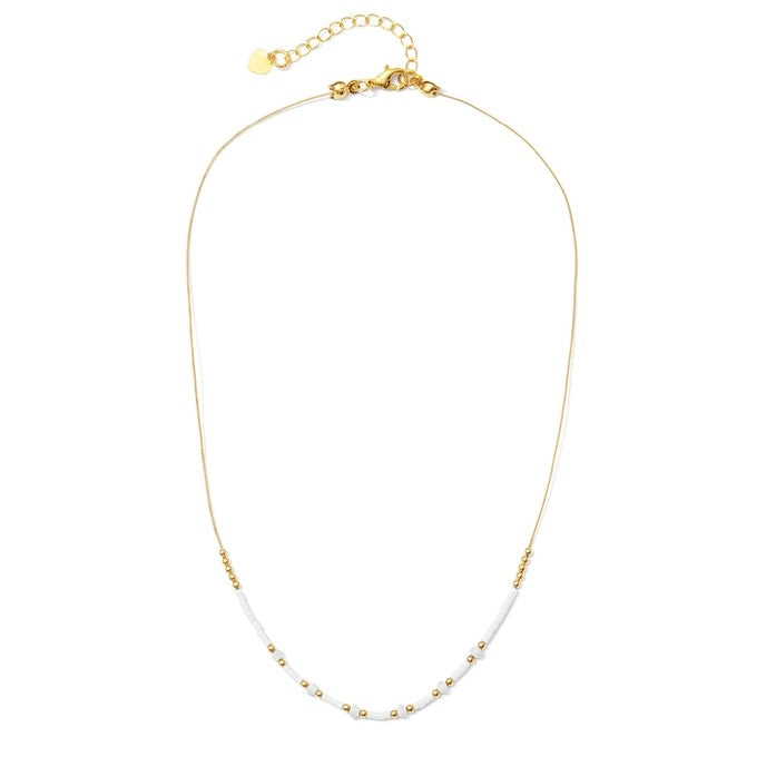 Miyuki Delica Beaded Cotton String Necklace (White)