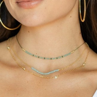 Miyuki Delica Beaded Cotton String Necklace (White)